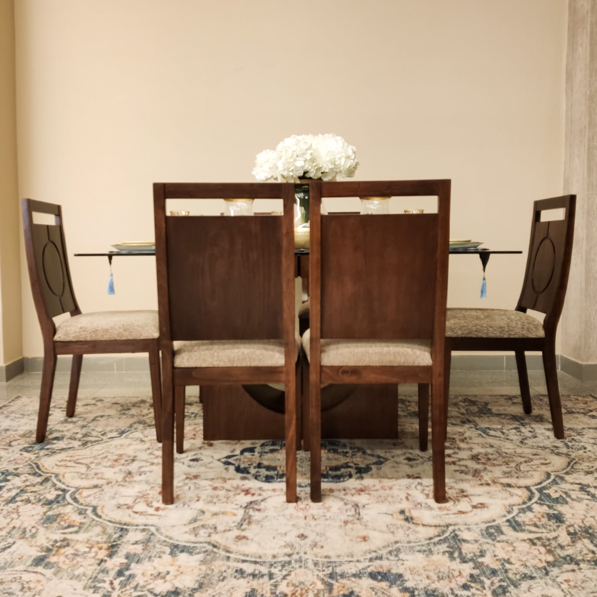 JUEGO DE COMEDOR 6PTS XS01 - NOGAL-OSCURO - Feria Asunción