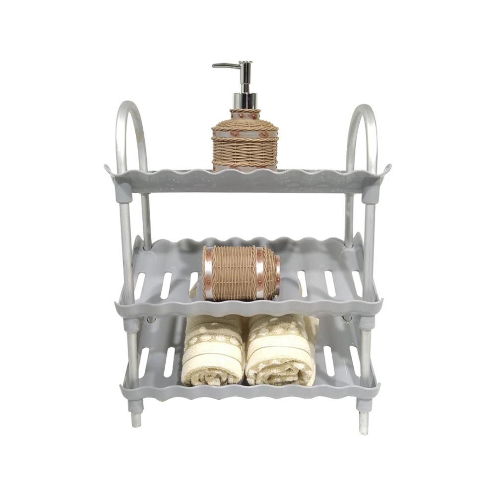 ESTANTE ORGANIZADOR DE PLASTICO GRIS CON 3 NIVELES - GRIS - 34X19X42