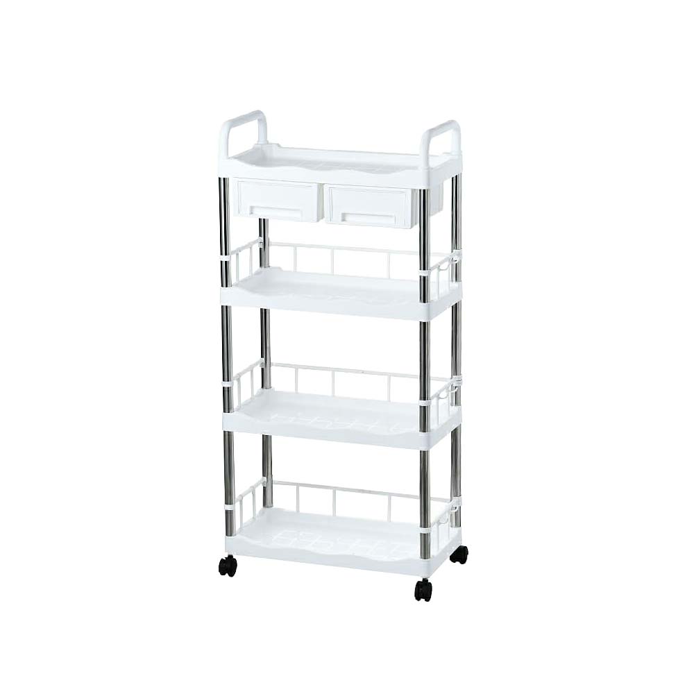 ORGANIZADOR DE PLASTICO/METAL BLANCO CON 4 NIVELES - BLANCO/PLATA